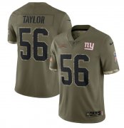 Wholesale Cheap Men's New York Giants #56 Lawrence Taylor 2022 Olive Salute To Service Limited Stitched Jersey