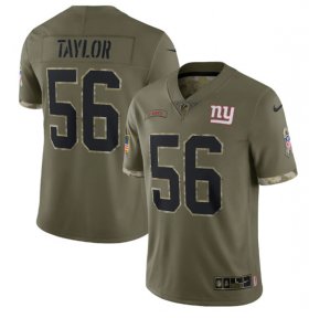 Wholesale Cheap Men\'s New York Giants #56 Lawrence Taylor 2022 Olive Salute To Service Limited Stitched Jersey