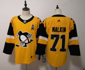 Wholesale Cheap Adidas Penguins #71 Evgeni Malkin Gold Alternate Stitched NHL Jersey