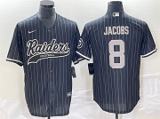 Wholesale Cheap Men's Las Vegas Raiders #8 Josh Jacobs Black Cool Base Stitched Baseball Jersey