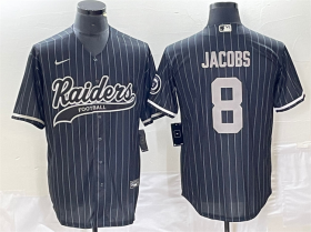 Wholesale Cheap Men\'s Las Vegas Raiders #8 Josh Jacobs Black Cool Base Stitched Baseball Jersey