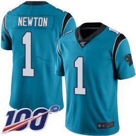 Wholesale Cheap Nike Panthers #1 Cam Newton Blue Alternate Youth Stitched NFL 100th Season Vapor Limited Jersey