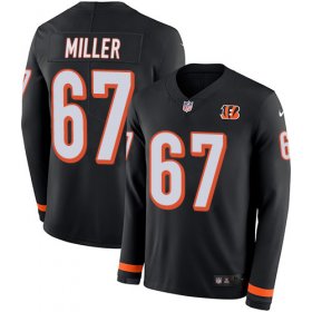 Wholesale Cheap Nike Bengals #67 John Miller Black Team Color Men\'s Stitched NFL Limited Therma Long Sleeve Jersey