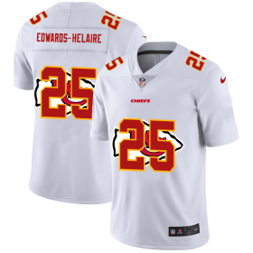 Wholesale Cheap Kansas City Chiefs #25 Clyde Edwards-Helaire White Men\'s Nike Team Logo Dual Overlap Limited NFL Jersey