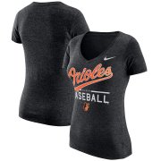 Wholesale Cheap Baltimore Orioles Nike Women's Practice 1.7 Tri-Blend V-Neck T-Shirt Heathered Black