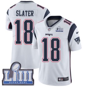 Wholesale Cheap Nike Patriots #18 Matt Slater White Super Bowl LIII Bound Men\'s Stitched NFL Vapor Untouchable Limited Jersey