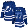 Wholesale Cheap Adidas Lightning #77 Victor Hedman Blue Home Authentic Drift Fashion Stitched NHL Jersey