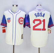 Wholesale Cheap Cubs #21 Sammy Sosa Cream/Blue 1942 Turn Back The Clock Stitched MLB Jersey
