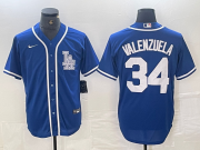 Cheap Men's Los Angeles Dodgers #34 Toro Valenzuela Blue Cool Base Stitched Baseball Jersey