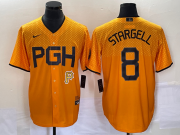Wholesale Cheap Men's Pittsburgh Pirates #8 Willie Stargell Gold 2023 City Connect Stitched Jersey