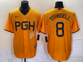 Wholesale Cheap Men\'s Pittsburgh Pirates #8 Willie Stargell Gold 2023 City Connect Stitched Jersey