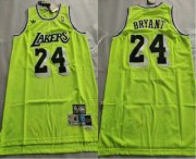 Wholesale Cheap Men's Los Angeles Lakers #24 Kobe Bryant Green With Black Name Hardwood Classics Soul Swingman Throwback Jersey