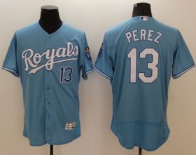 Wholesale Cheap Royals #13 Salvador Perez Light Blue Flexbase Authentic Collection Stitched MLB Jersey