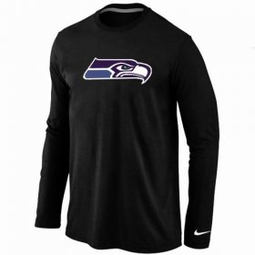 Wholesale Cheap Nike Seattle Seahawks Logo Long Sleeve T-Shirt Black