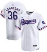 Cheap Men's Texas Rangers #36 Wyatt Langford White 2024 Gold Collection Cool Base Baseball Stitched Jersey