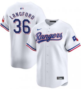 Cheap Men\'s Texas Rangers #36 Wyatt Langford White 2024 Gold Collection Cool Base Baseball Stitched Jersey