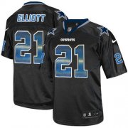 Wholesale Cheap Nike Cowboys #21 Ezekiel Elliott Lights Out Black Men's Stitched NFL Elite Strobe Jersey