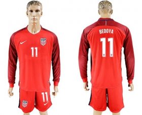 Wholesale Cheap USA #11 Bedoya Away Long Sleeves Soccer Country Jersey