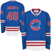 Wholesale Cheap Cubs #49 Jake Arrieta Blue Long Sleeve Stitched MLB Jersey
