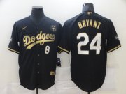 Wholesale Cheap Men's Los Angeles Dodgers #8 #24 Kobe Bryant Black Gold Stitched MLB Cool Base Nike Jersey