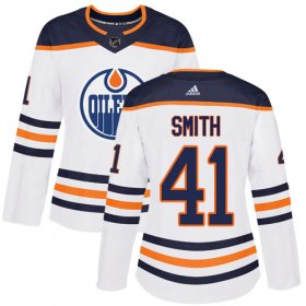 Wholesale Cheap Adidas Oilers #41 Mike Smith White Road Authentic Women\'s Stitched NHL Jersey