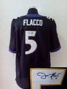 Wholesale Cheap Nike Ravens #5 Joe Flacco Black Alternate Men's Stitched NFL Elite Autographed Jersey