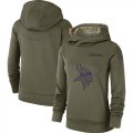 Wholesale Cheap Women's Minnesota Vikings Nike Olive Salute to Service Sideline Therma Performance Pullover Hoodie