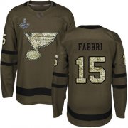 Wholesale Cheap Adidas Blues #15 Robby Fabbri Green Salute to Service Stanley Cup Champions Stitched NHL Jersey