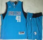 Wholesale Cheap Dallas Mavericks #41 Dirk Nowitzki Revolution 30 Swingman 2014 New Light Blue Jersey Short Suits