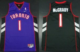 Wholesale Cheap Size XXXXXL Toronto Raptors #1 Tracy McGrady Hardwood Classic Black With Purple Swingman Jersey