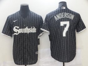 Wholesale Cheap Men\'s Chicago White Sox #7 Tim Anderson Black 2021 City Connect Stitched MLB Cool Base Nike Jersey