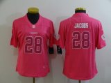 Wholesale Cheap Women's Las Vegas Raiders #28 Josh Jacobs Pink Fashion 2017 Rush NFL Nike Limited Jersey