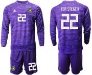 Wholesale Cheap Germany #22 Ter Stegen Purple Goalkeeper Long Sleeves Soccer Country Jersey