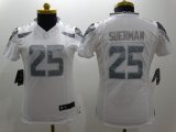 Wholesale Cheap Nike Seahawks #25 Richard Sherman White Women's Stitched NFL Limited Platinum Jersey