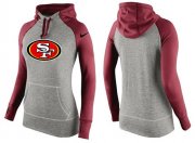 Wholesale Cheap Women's Nike San Francisco 49ers Performance Hoodie Grey & Red_3