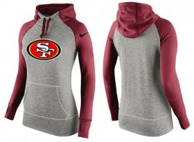 Wholesale Cheap Women\'s Nike San Francisco 49ers Performance Hoodie Grey & Red_3