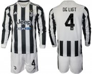 Wholesale Cheap Men 2021-2022 Club Juventus home white Long Sleeve 4 Adidas Soccer Jersey
