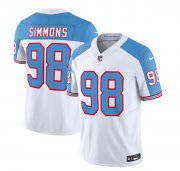 Wholesale Cheap Men's Tennessee Titans #98 Jeffery Simmons White Blue 2023 F.U.S.E. Vapor Limited Throwback Football Stitched Jersey