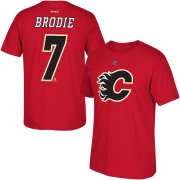 Wholesale Cheap Calgary Flames #7 TJ Brodie Reebok Name and Number T-Shirt Red