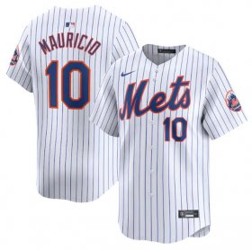 Cheap Men\'s New York Mets #10 Ronny Mauricio White 2024 Home Limited Stitched Baseball Jersey