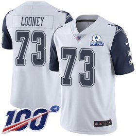 Wholesale Cheap Nike Cowboys #73 Joe Looney White Men\'s Stitched With Established In 1960 Patch NFL Limited Rush 100th Season Jersey