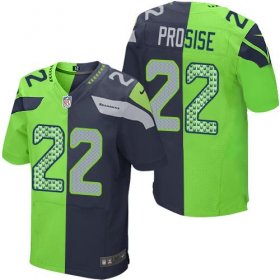 Wholesale Cheap Nike Seahawks #22 C. J. Prosise Steel Blue/Green Men\'s Stitched NFL Elite Split Jersey