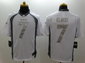 Wholesale Cheap Nike Broncos #7 John Elway White Men\'s Stitched NFL Limited Platinum Jersey