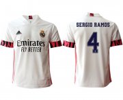 Wholesale Cheap Men 2020-2021 club Real Madrid home aaa version 4 white Soccer Jerseys