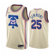 Wholesale Cheap Philadelphia 76ers #25 Ben Simmons Cream NBA Swingman 2020-21 Earned Edition Jersey