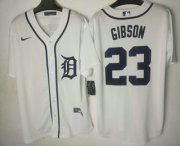 Wholesale Cheap Men's Detroit Tigers #23 Kirk Gibson White Stitched Cool Base Jersey