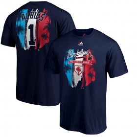 Wholesale Cheap Atlanta Braves #1 Ozzie Albies Majestic 2019 Spring Training Name & Number T-Shirt Navy