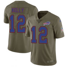 Wholesale Cheap Nike Bills #12 Jim Kelly Olive Youth Stitched NFL Limited 2017 Salute to Service Jersey