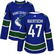 Wholesale Cheap Adidas Canucks #47 Sven Baertschi Blue Home Authentic Women's Stitched NHL Jersey