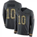 Wholesale Cheap Nike Patriots #10 Josh Gordon Anthracite Salute to Service Youth Stitched NFL Limited Therma Long Sleeve Jersey